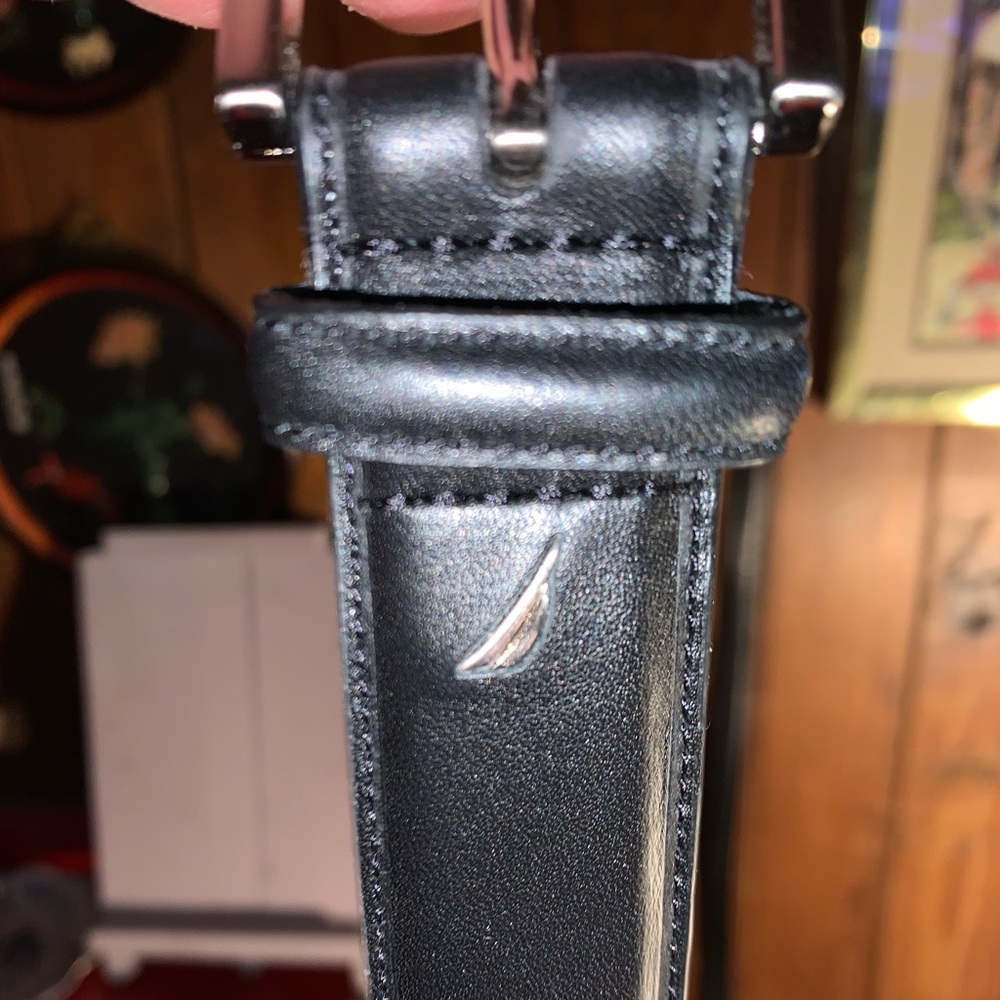 Men’s Nautica Handcrafted Black Leather Belt 34”-36”